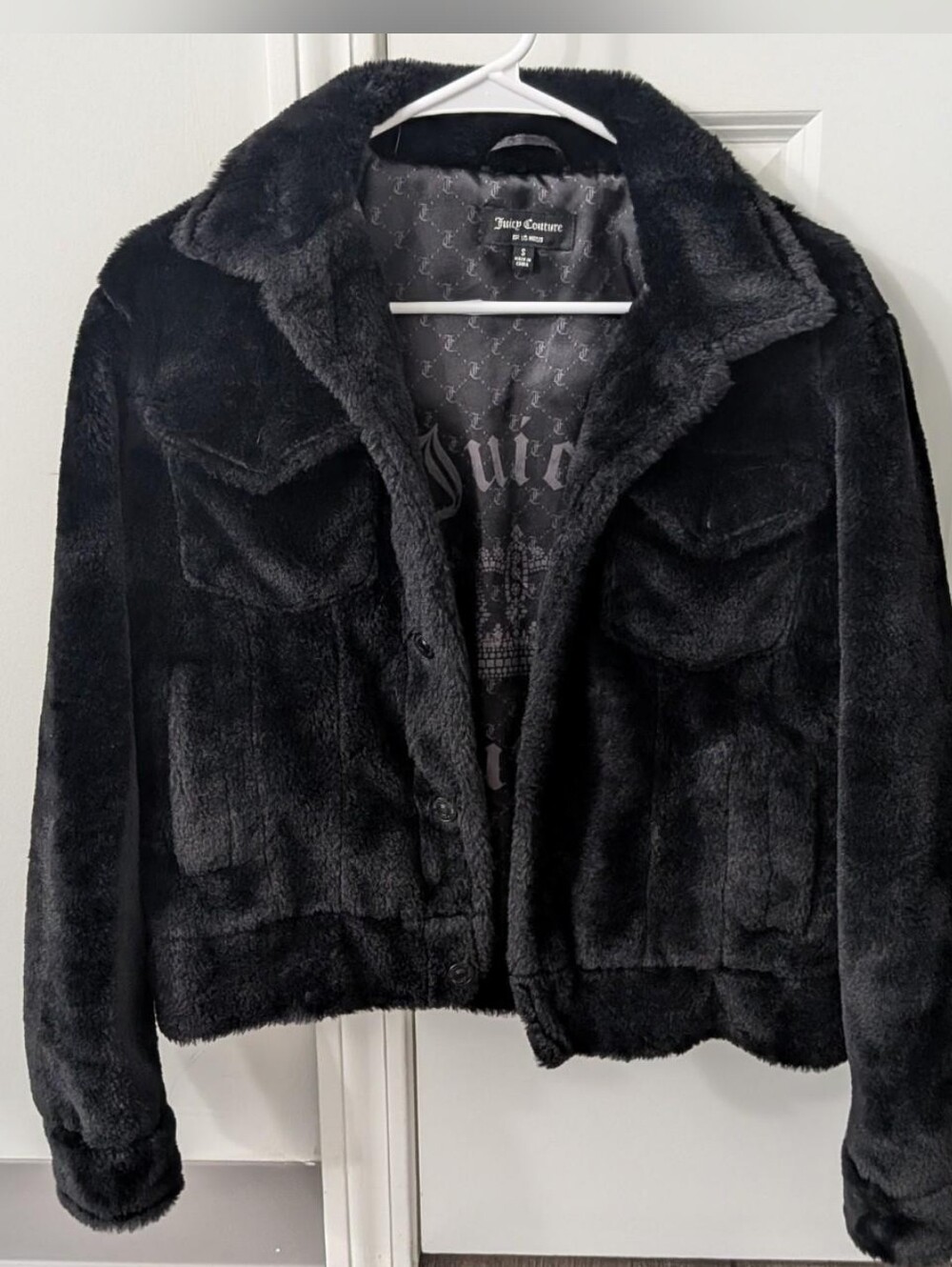 Juicy Couture Black Faux Fur Trucker Jacket